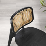 Wood Dining Side Chair with Woven Rattan Cane Back