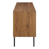 Wood TV Stand with Sliding Doors and Storage – Walnut Finish 73 Inch