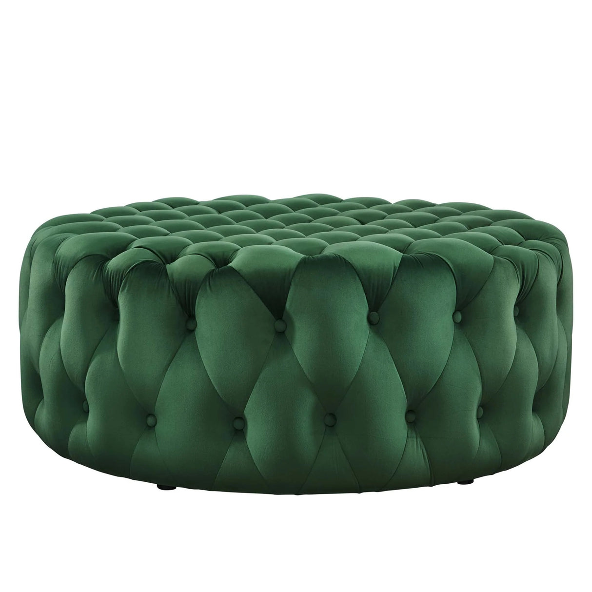 Large Round Tufted Velvet Ottoman – Upholstered 40 Inch