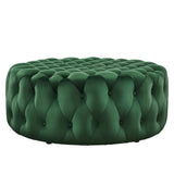 Large Round Tufted Velvet Ottoman – Upholstered 40 Inch