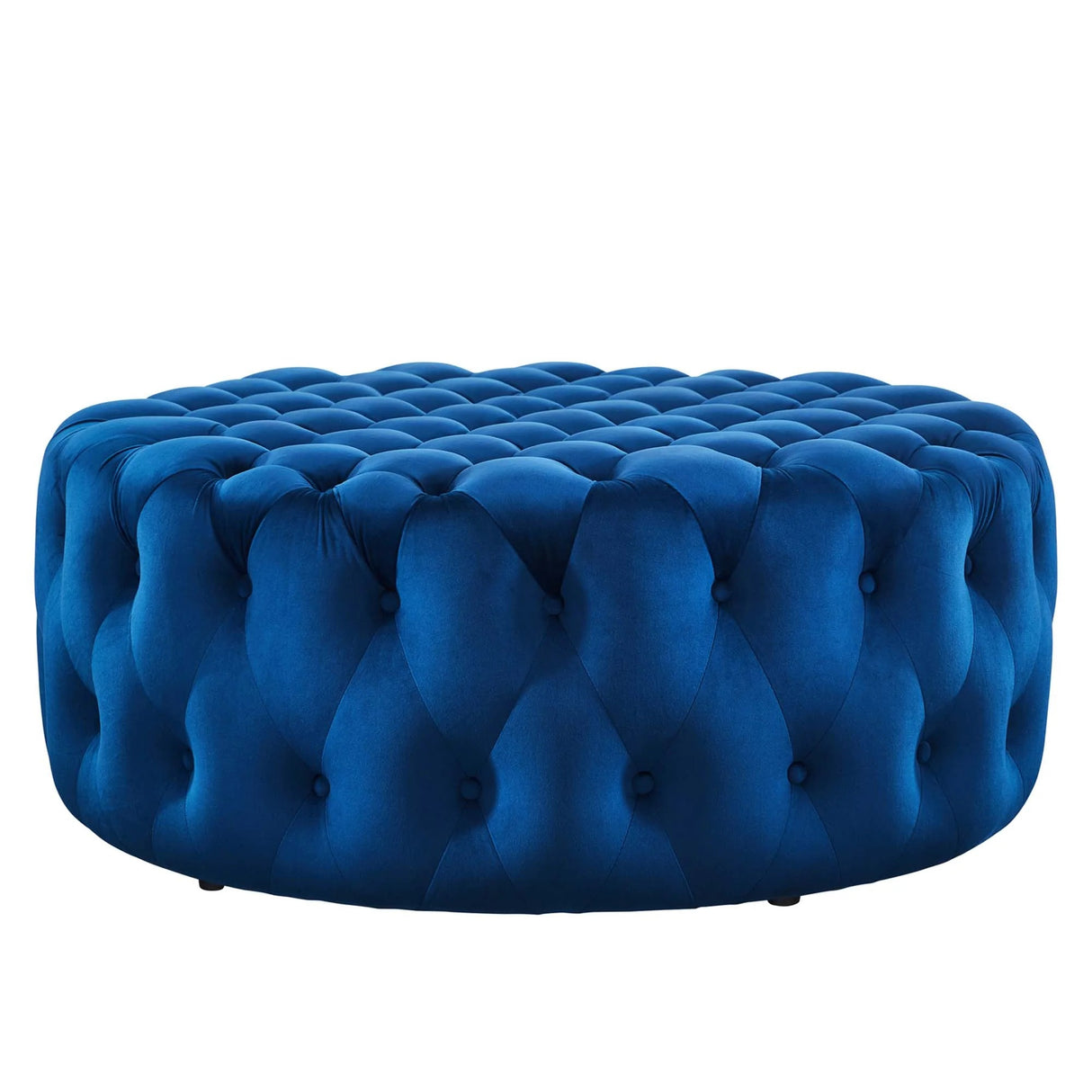 Large Round Tufted Velvet Ottoman – Upholstered 40 Inch