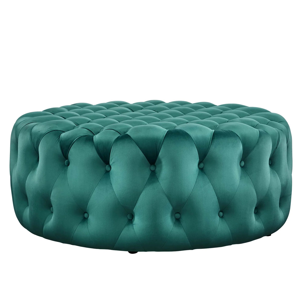 Large Round Tufted Velvet Ottoman – Upholstered 40 Inch