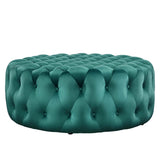 Large Round Tufted Velvet Ottoman – Upholstered 40 Inch