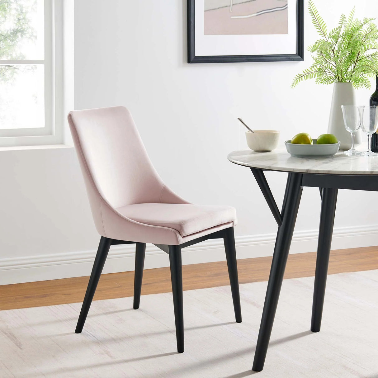 Vintage Modern Performance Velvet Dining Chairs Set of 2
