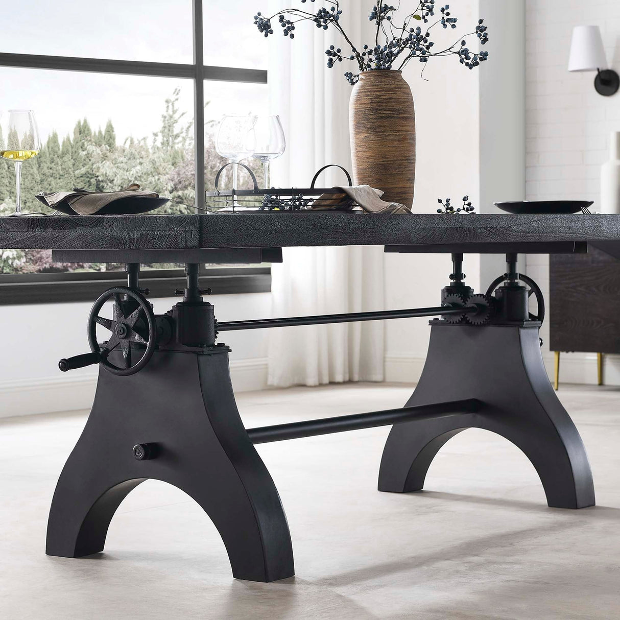 96 Inch Adjustable Height Solid Wood Dining and Conference Table