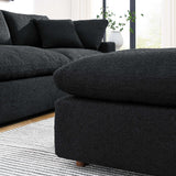 Contemporary Overstuffed Boucle Upholstered Ottoman – 40 Inch