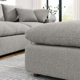 Contemporary Overstuffed Boucle Upholstered Ottoman – 40 Inch