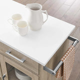 Modern Rolling Kitchen Cart with Rubberwood Top and Towel Bar – 34 Inch