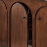 Modern Arched 4-Door Wood Grain Storage Cabinet – 71 Inch