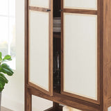 Walnut Wood Grain Tall Standing Storage Cabinet – 68 Inch