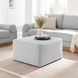 Square Woven Fabric Ottoman – Heathered Upholstered 28 Inch