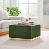 Square Velvet Upholstered Ottoman – Plinth Base 28 Inch