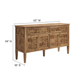 Burl Wood Sideboard Storage Cabinet with Drawers – Wood Finish 62 Inch