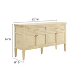 Burl Wood Sideboard Storage Cabinet with Drawers – Wood Finish 62 Inch