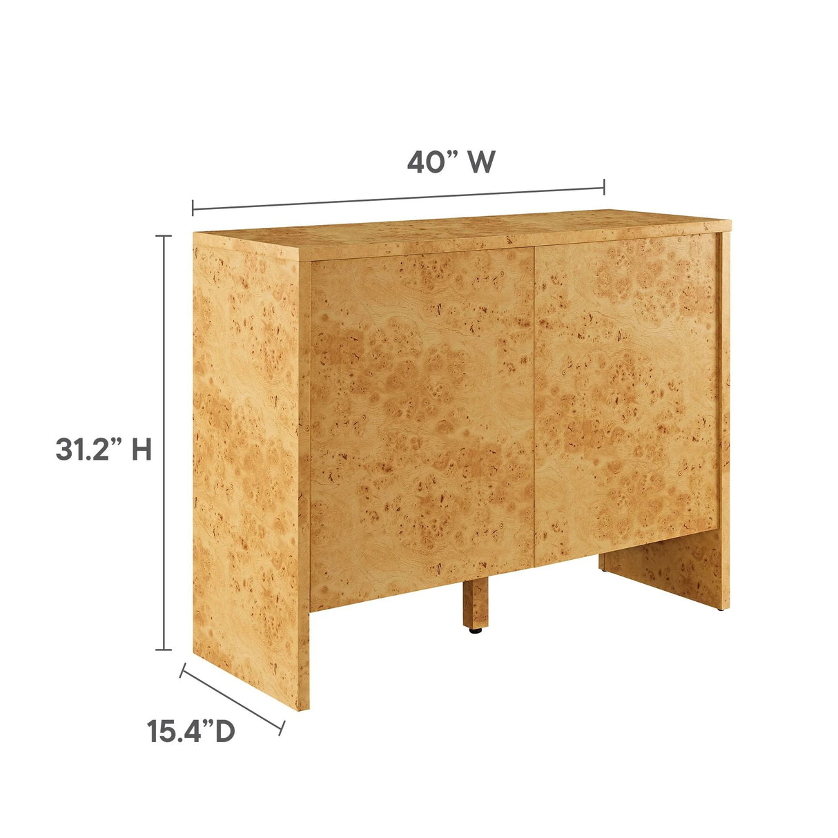 Modern Burl Wood 2-Door Sideboard – Natural 40 Inch