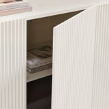 Fluted Scalloped Sideboard Storage Cabinet – Wood Finish 56 Inch