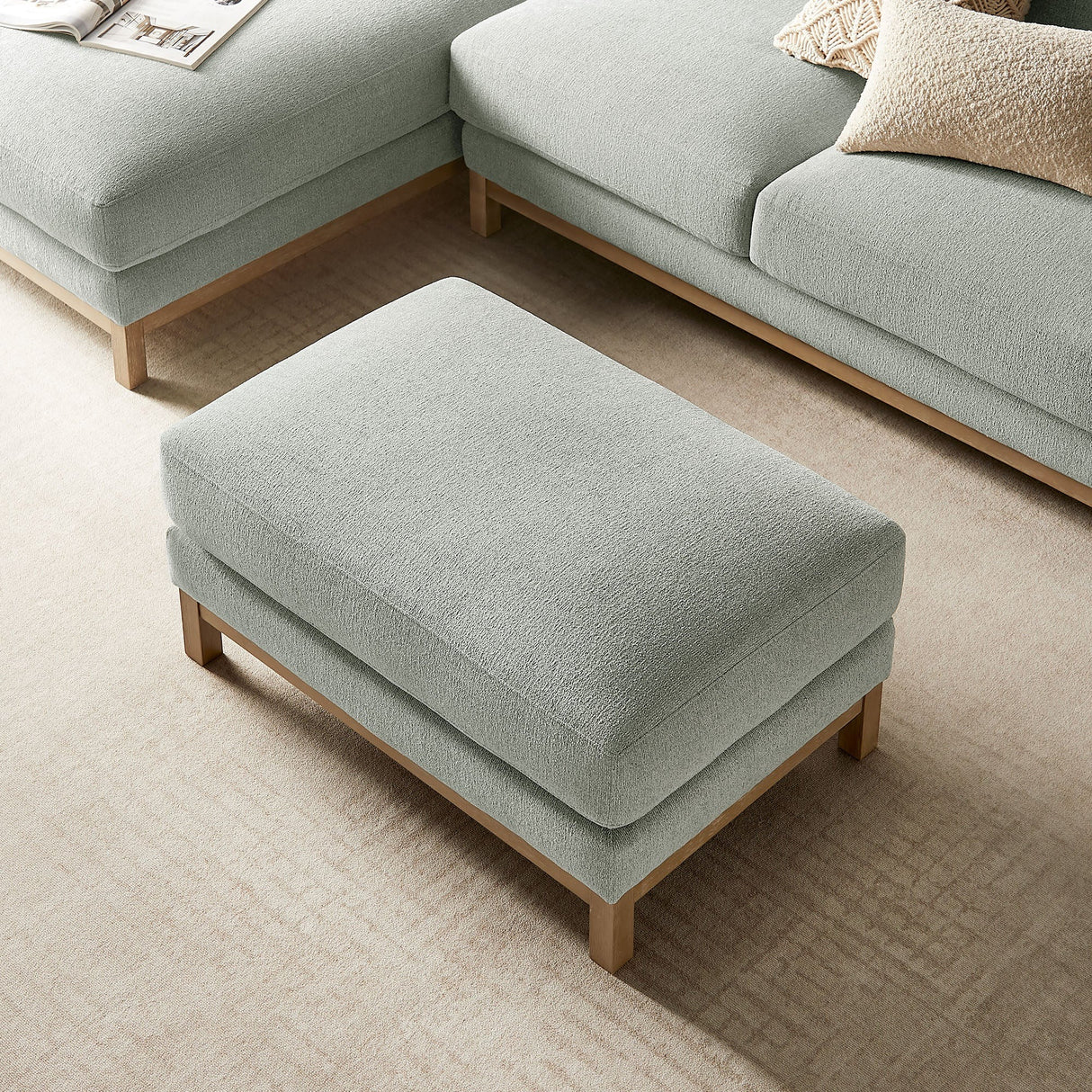Rectangular Chenille Fabric Ottoman – Upholstered 36 Inch