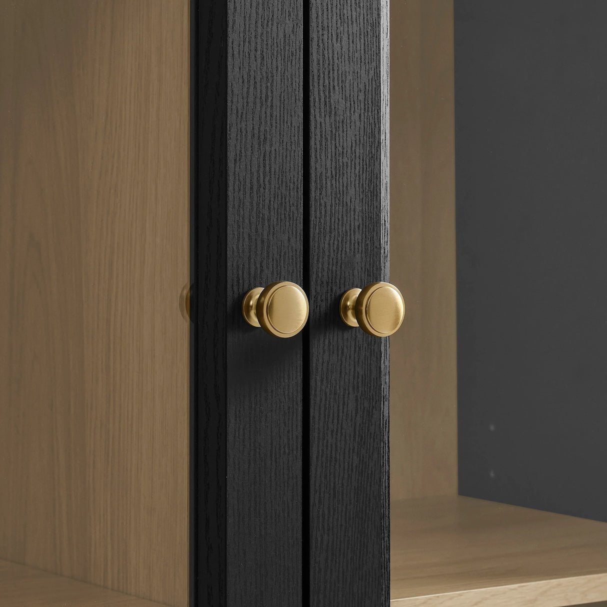 Modern Black Oak Wood Grain 3-Door Large Storage Display Cabinet – 79 Inch