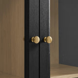 Modern Black Oak Wood Grain 3-Door Large Storage Display Cabinet – 79 Inch