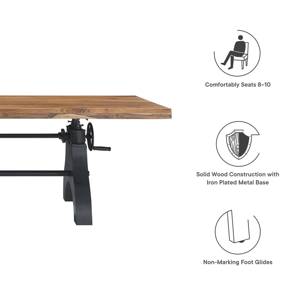 96 Inch Adjustable Height Solid Wood Dining and Conference Table