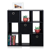 Simplistic 9-Shelf Open Shelf Bookcase with Bins