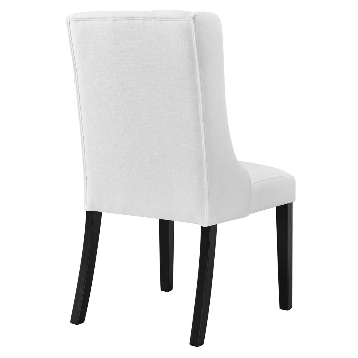 Button Tufted Fabric Dining Side Chair with Wood Legs