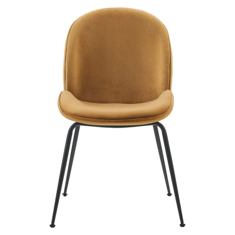 Performance Velvet Dining Side Chair Set with Black Steel Legs – Set of 2