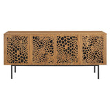 Wood TV Stand with Sliding Doors and Storage – Walnut Finish 73 Inch