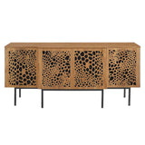 Wood Sideboard Storage Cabinet with Sliding Back Panel – Walnut Finish 73 Inch