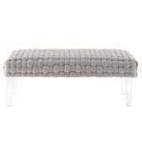 Woven Velvet Bench Ottoman with Acrylic Legs – 50 Inch