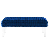Woven Velvet Bench Ottoman with Acrylic Legs – 50 Inch