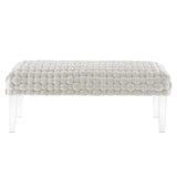 Woven Velvet Bench Ottoman with Acrylic Legs – 50 Inch