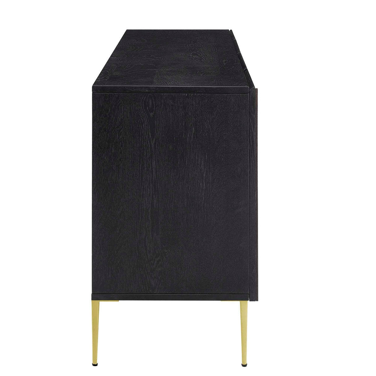 Geometric Wood Sideboard Storage Cabinet with Metal Legs – Oak Finish 68 Inch