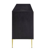 Geometric Wood Sideboard Storage Cabinet with Metal Legs – Oak Finish 68 Inch