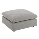 Contemporary Overstuffed Boucle Upholstered Ottoman – 40 Inch