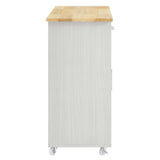 Modern Rolling Kitchen Cart with Rubberwood Top and Towel Bar – 34 Inch