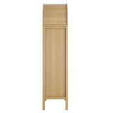 Modern Wood Grain Arched Tall Storage Display Cabinet – 71 Inch
