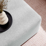Square Woven Fabric Ottoman – Heathered Upholstered 28 Inch