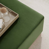 Square Velvet Upholstered Ottoman – Plinth Base 28 Inch