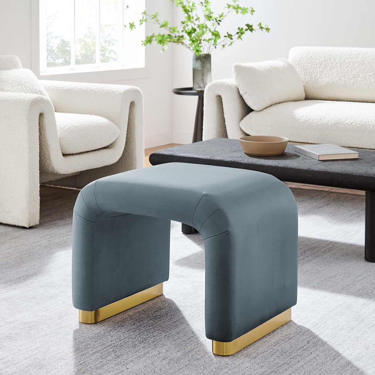 Waterfall Performance Velvet Stool – Velvet Upholstered 24 Inch