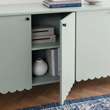 Modern Scalloped 4-Door Storage Sideboard – White 66 Inch