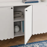Modern Scalloped 4-Door Storage Sideboard – White 66 Inch