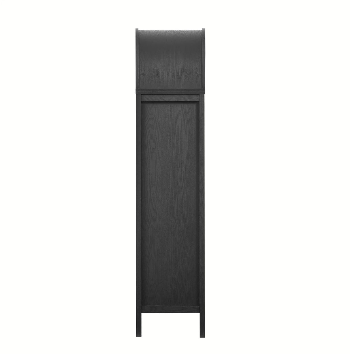 Modern Slatted Sliding Door Arched Tall Storage Cabinet – 71 Inch