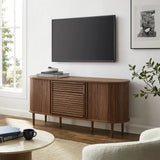 Mid-Century Fluted Oval Sideboard Cabinet – Walnut 67 Inch