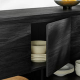 Oval Storage Sideboard Cabinet with Open Shelves – Wood Finish 62 Inch