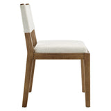 Fabric Upholstered Armless Dining Chair – Natural Wood 32 Inch