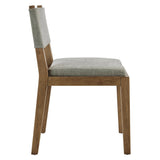 Fabric Upholstered Armless Dining Chair – Natural Wood 32 Inch