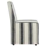 Striped Slipcovered Parsons Dining Side Chair with Hidden Casters