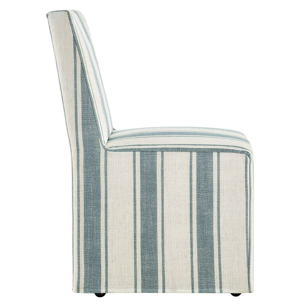 Striped Slipcovered Parsons Dining Side Chair with Hidden Casters