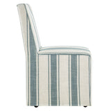 Striped Slipcovered Parsons Dining Side Chair with Hidden Casters